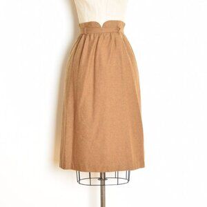 vintage 70s skirt brown wool high waisted pencil midi secretary skirt XS XXS